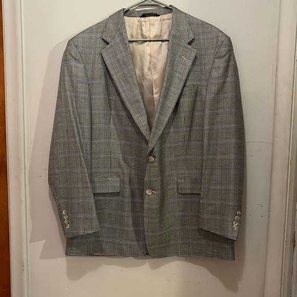 burberry’s Other - Vintage Burberrys men’s houndstooth blazer sport coat jacket size 44 R blue tan